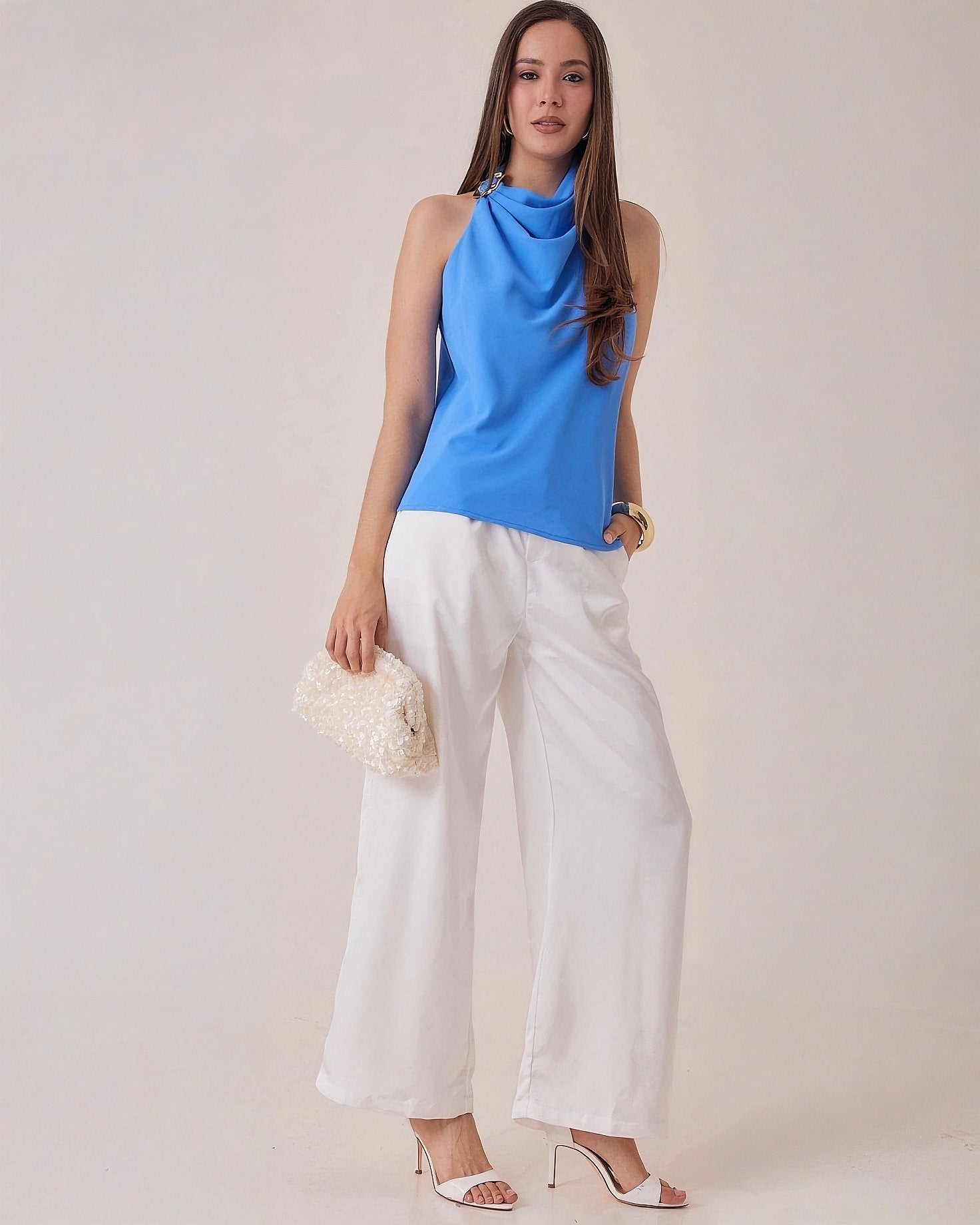 Top Halter Drapeado Elegante