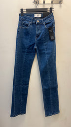Jeans Recto Mezclilla Azul Con Linea