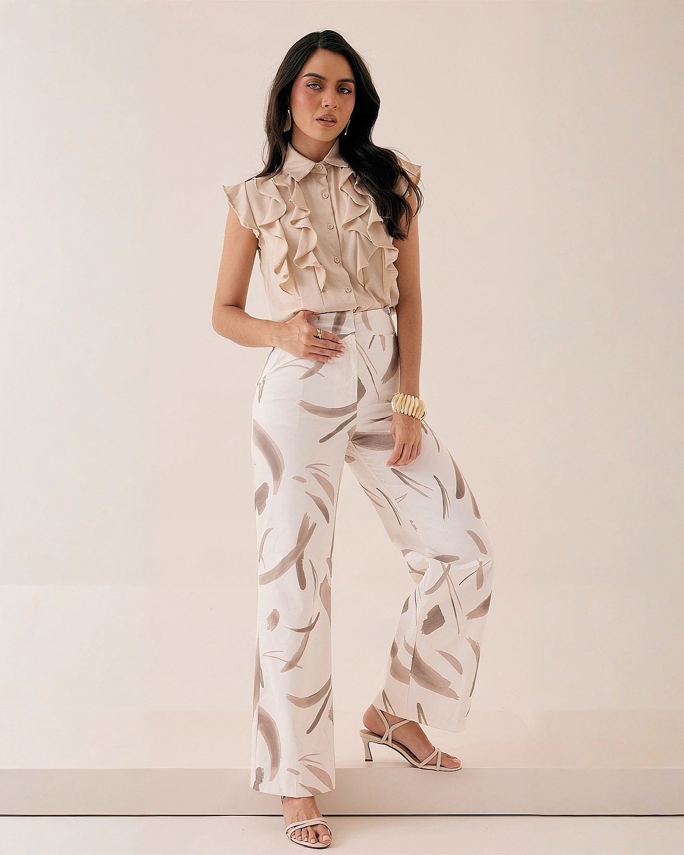 Blusa Manga Ruffles Abotonada