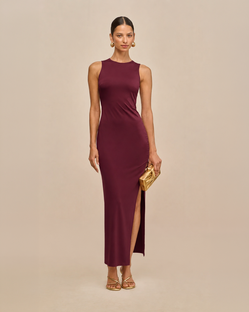 Vestido Maxi Ajustado Tinto S Vino