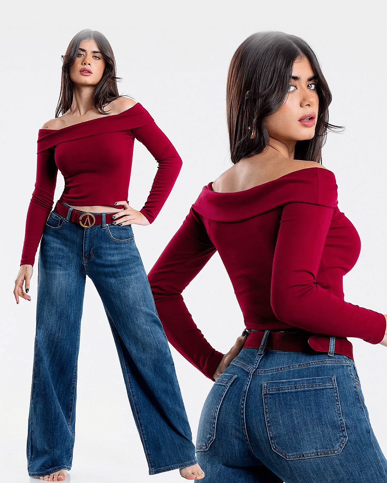 Jeans Wide Leg Tiro Alto