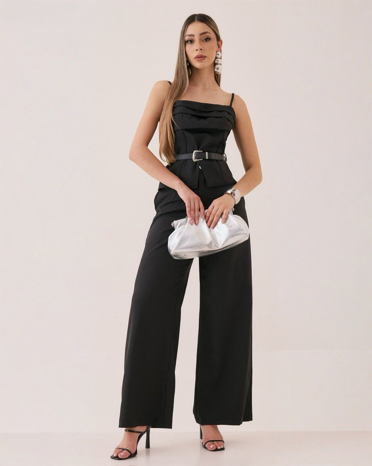 Conjunto Strap Detalle Pliegues Negro
