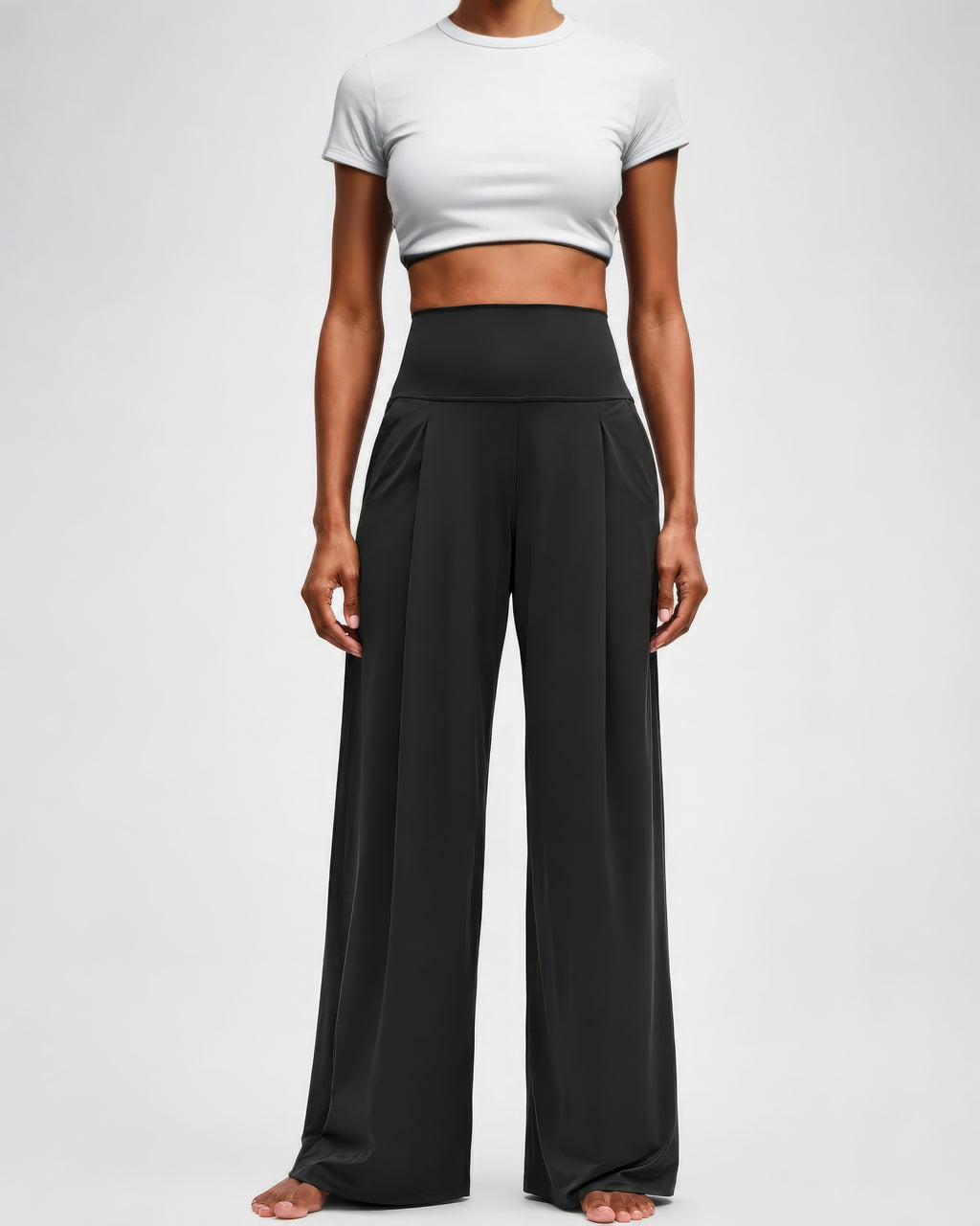 Pantalón Wide Leg Negro Cintura Alta