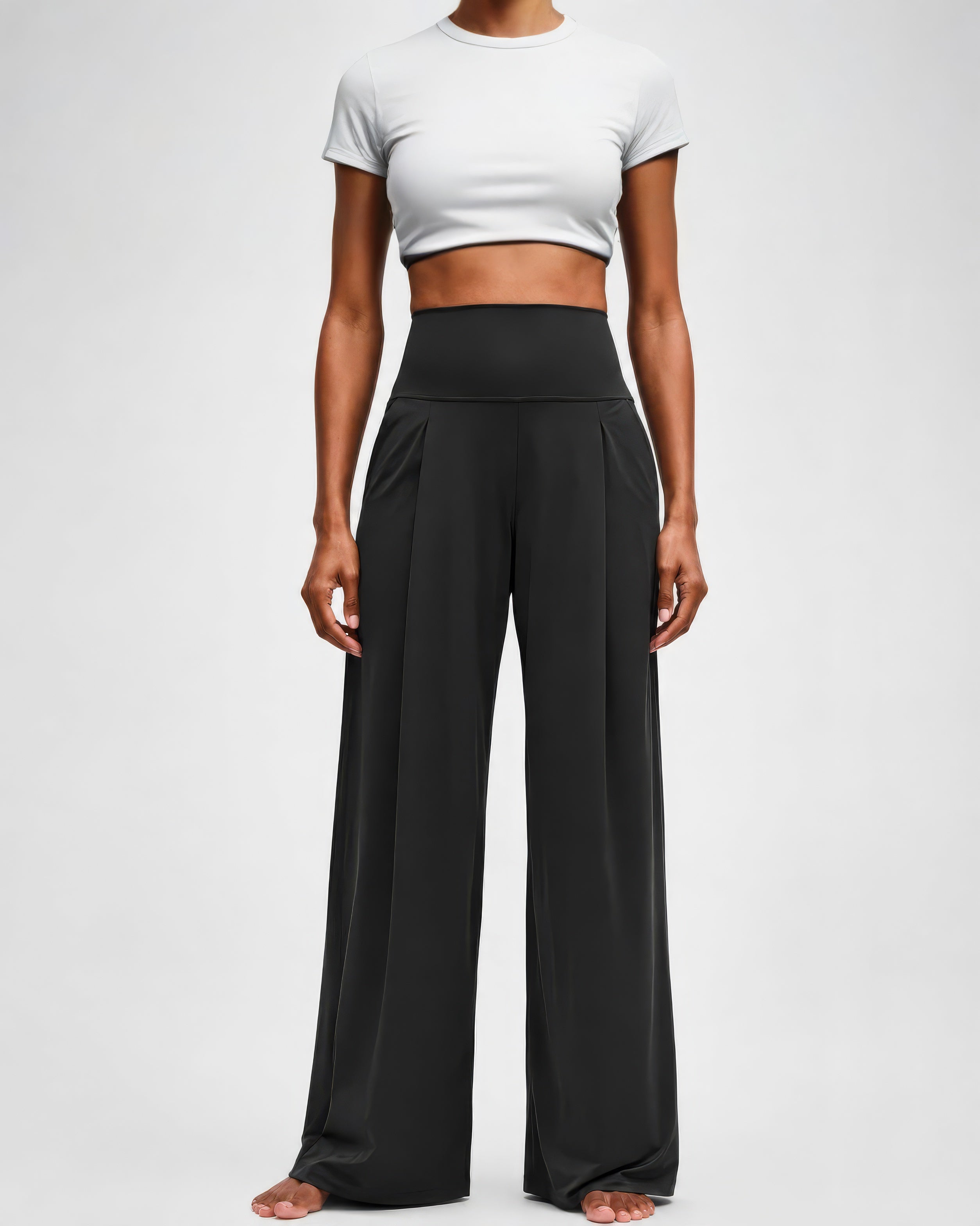 Pantalón Wide Leg Negro Cintura Alta