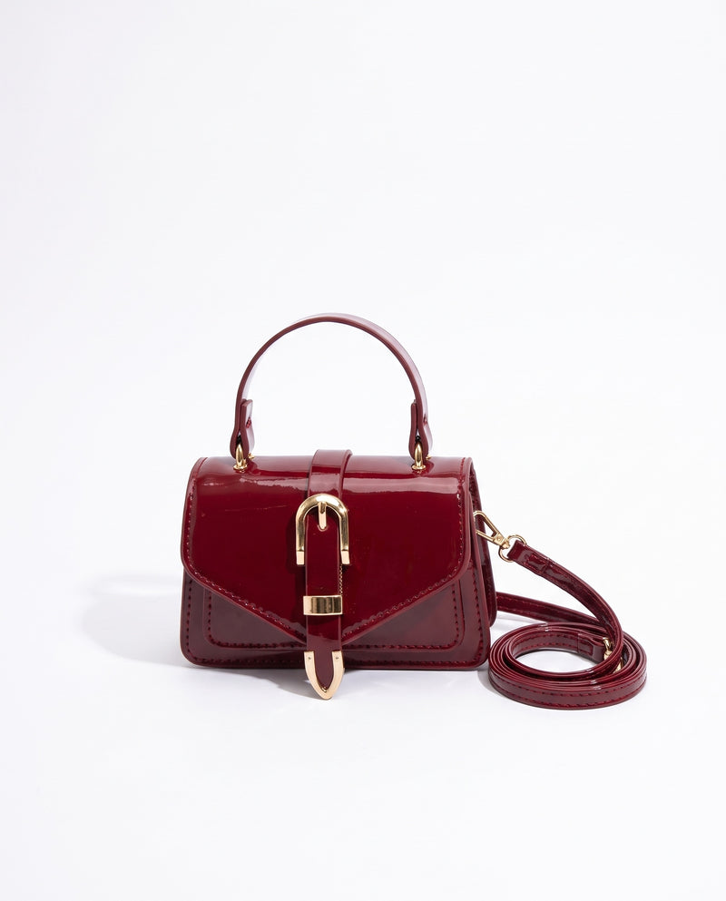 Bolso Mini Charol Rojo Correa Ajustable Rojo