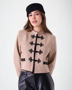 Chaqueta Corto Beige Detalle Negro
