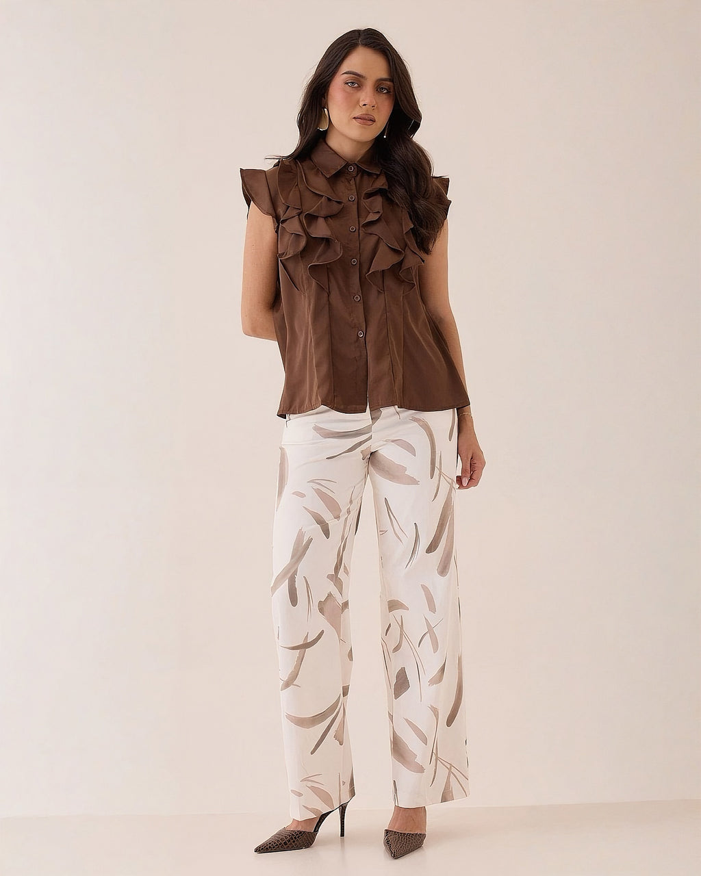 Blusa Manga Ruffles Abotonada
