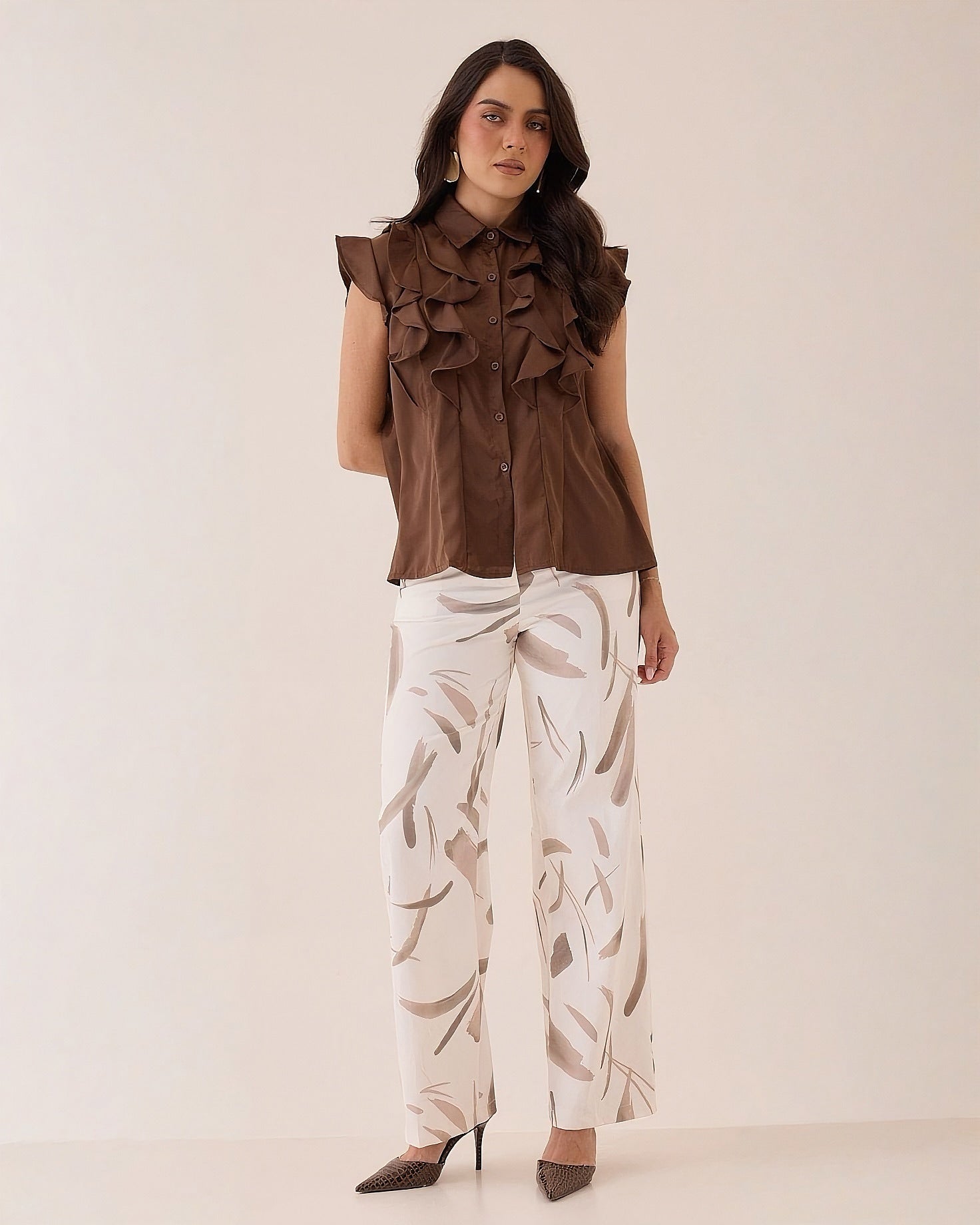 Blusa Manga Ruffles Abotonada