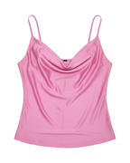 Top Satinado Escote Drapeado