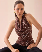 Top Halter Satinado Lunares