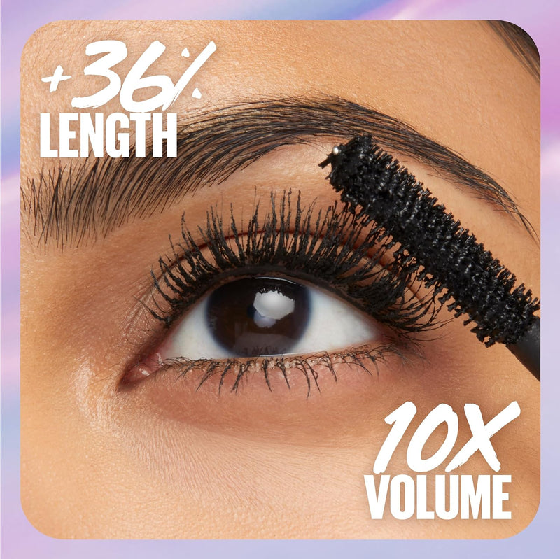 Maybelline The Falsies Surreal Extensions - Máscara de pestañas a prueba de agua, voluminizadora, alargamiento, maquillaje muy negro, 1 unidad - Roxanz