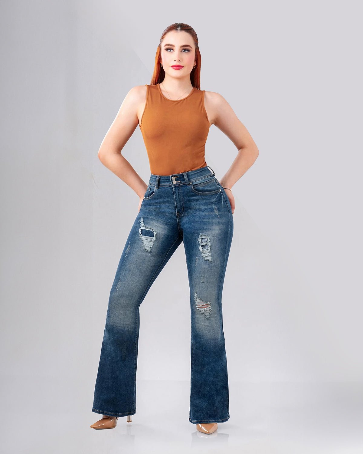 Pantalones Kosch Jeans Campana Desgastados de Tiro Alto para Mujer - Roxanz